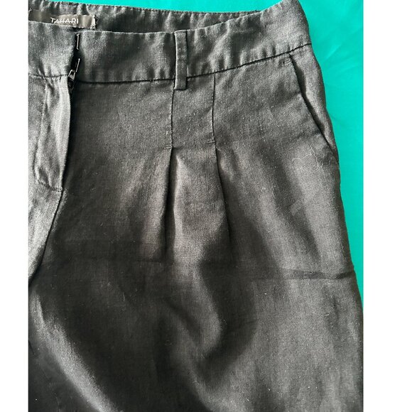 Tahari Black Pleated Linen Pants Sz 6 - Picture 6 of 8